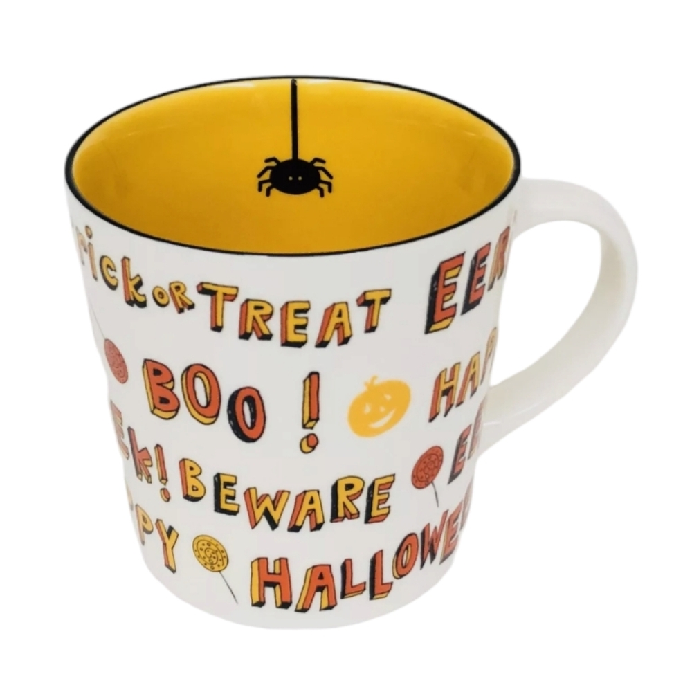 Starbucks 2007 Halloween BEWARE TRICK TREAT Spider 2 Cup Coffee Mug